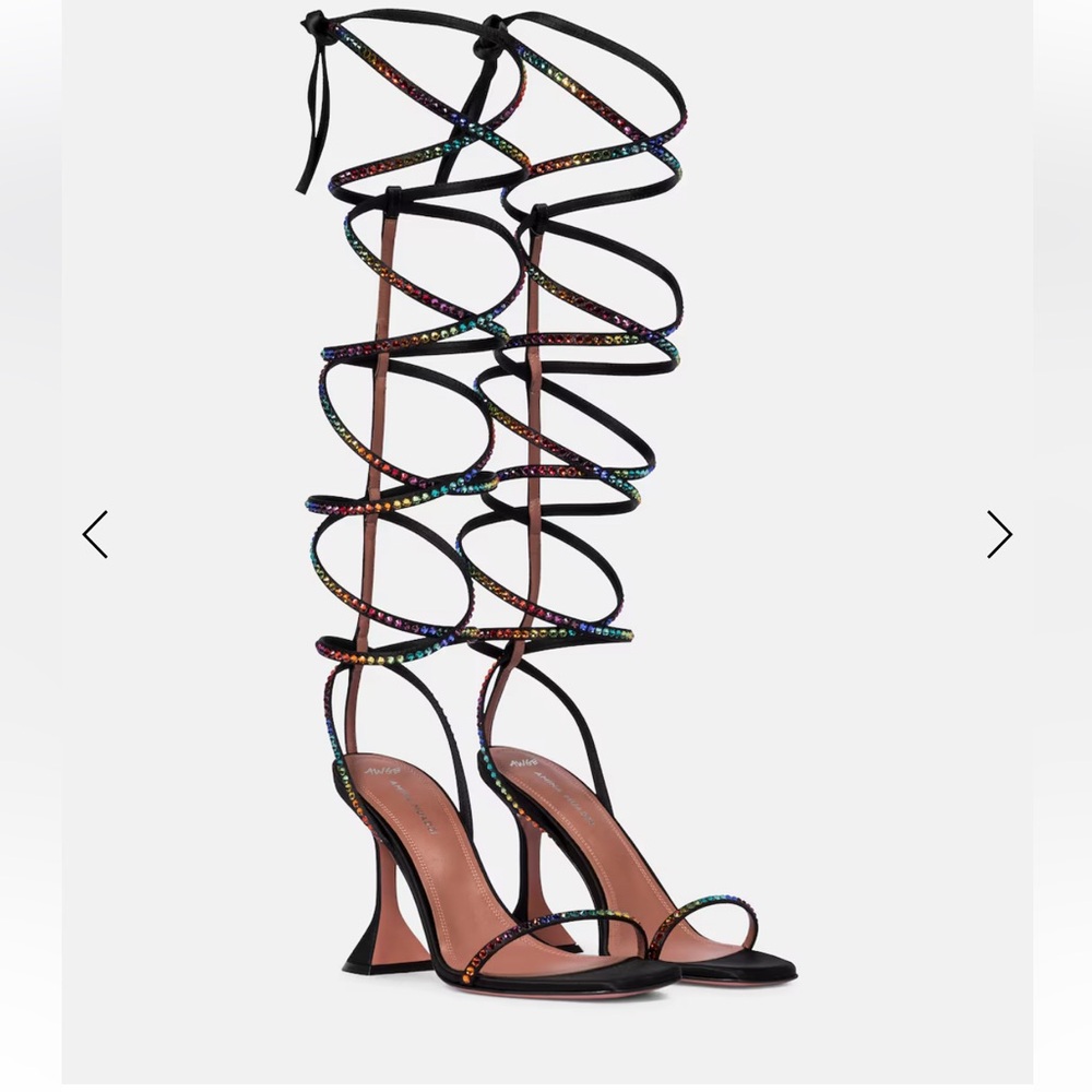 Amina Muaddi x AWGE thigh-high satin sandals